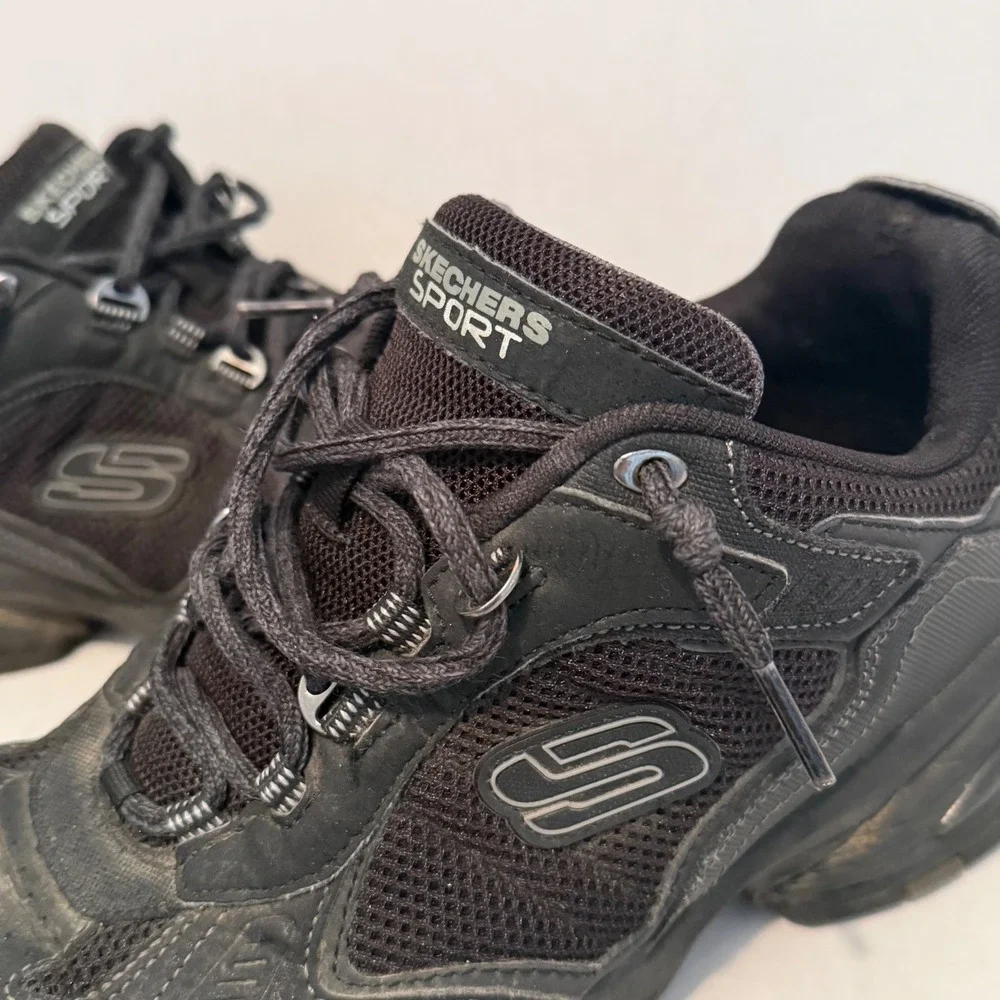 Skechers Sport Vigor 3.0 Mens 9 Wide Black Leather Goodyear Sneakers 237145W BBK